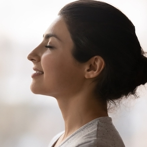taking a deep breath